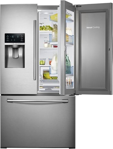 Samsung - 27.8 Cu. Ft. French Door Refrigerator with Food ShowCase and Thru-the-Door Ice and Water - Stainless steel