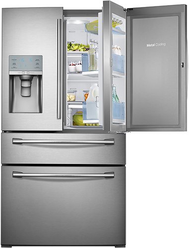  Samsung - Showcase 29.5 Cu. Ft. 4-Door French Door Refrigerator with Thru-the-Door Ice and Water - Stainless Steel