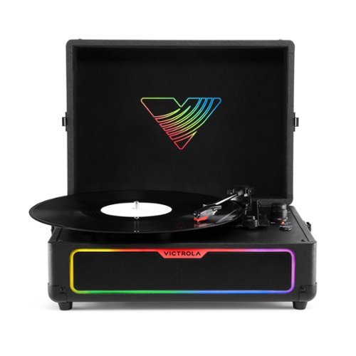 Victrola - Journey Glow Illuminated Suitcase Record Player - Black