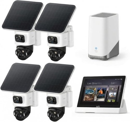 eufy - eufyCam S4 4-Cam Kit & Smart Display E10,4K Solar Camera Wireless Outdoor 360° View AI Recognition 8X Zoom 0 Monthly Fee - White-Front_Standard 