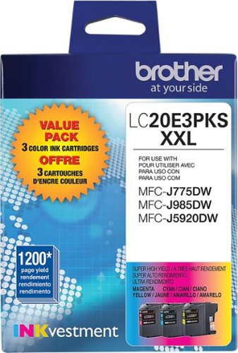 Brother - LC20E3PKS XXL Super High-Yield 3-Pack Ink Cartridges - Cyan/Magenta/Yellow