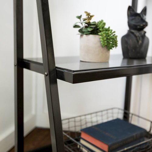 Walker Edison - Glass Metal Computer Desk with Shelving - Smoke-Alt_View_Standard_17 