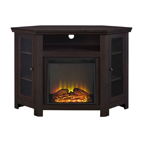 Walker Edison - Glass Two Door Corner Fireplace TV Stand for Most TVs up to 55" - Espresso