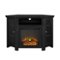 Walker Edison - Glass Two Door Corner Fireplace TV Stand for Most TVs up to 55" - Black-Front_Standard