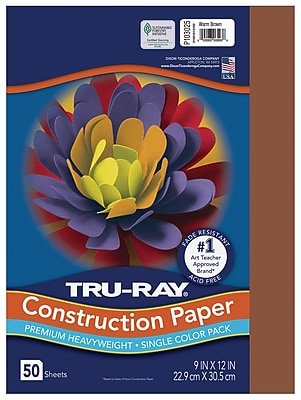 Tru-Ray - 9" x 12" Construction Paper, 50 Sheets (P103025) - Warm Brown