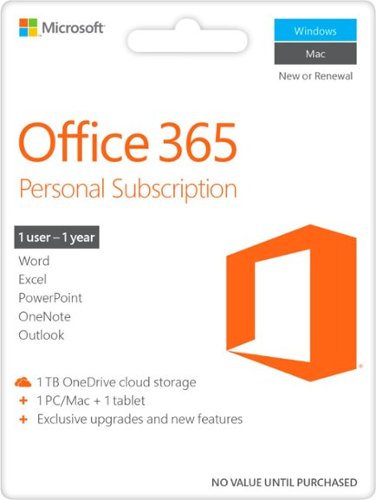  Microsoft 365 Personal, 1-year subscription, 1 PC/Mac (Product Key Card)