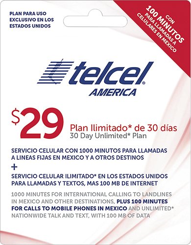  TELCEL - $29 Top-Up Card - White