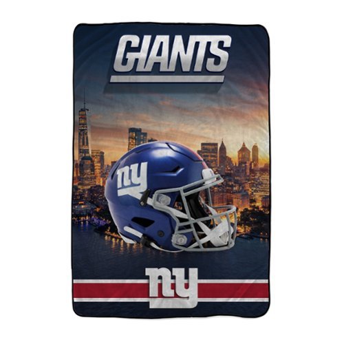 Pegasus - New York Giants 66" x 95" Oversized Skyline Series Helmet Ultra Cozy Blanket - Multicolor-Front_Standard 