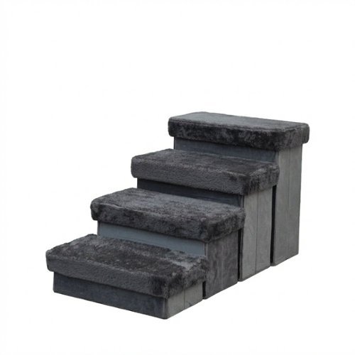 PetPals - Charcoal 4 Level Pet Stairs - Gray-Front_Standard 