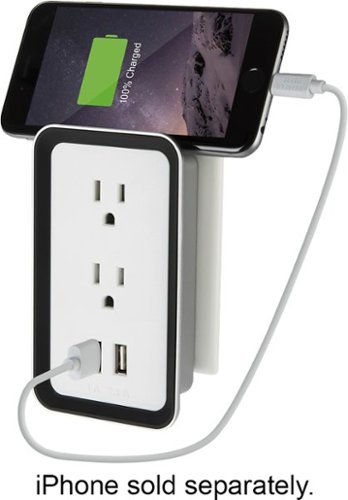  atomi - Plate Power Wall Plate Charger/Power Outlet - White