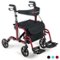 Costway - Folding Medical Rollator Walker Aluminum Transport Chair Adjustable Handle - Red-Front_Standard