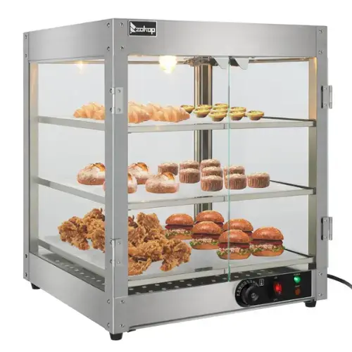 Front. Winado - 3 Tiers 800W 110V Countertop Food Warmer Commercial Pastry Catering Display Case - Silver.