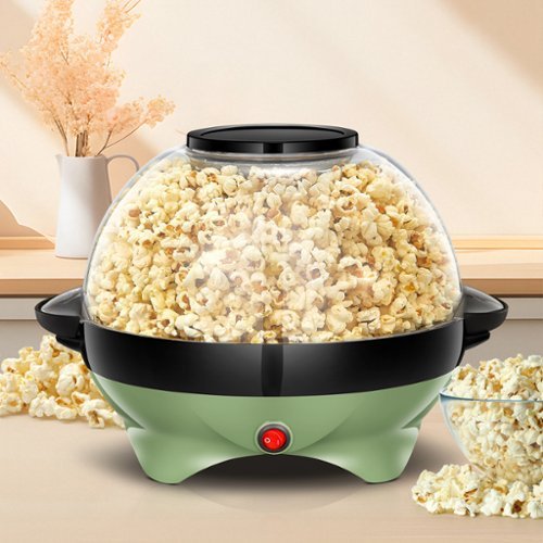 KEINVE - Popcorn Machine, 6-Quart Popcorn Popper maker, Nonstick Plate, Electric Stirring with Quick-Heat Technology, Cool Touch - Green-Front_Standard 