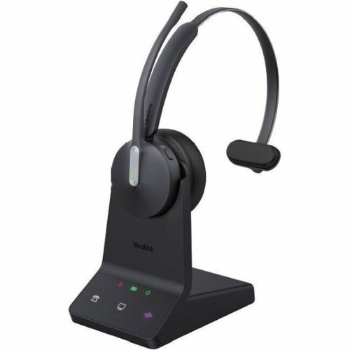 Yealink - WH64 Headset - Microsoft Teams Certification - Mono - Wireless - Bluetooth/DECT - 492.1 ft - 20 Hz to 20 kHz - Black-Front_Standard 