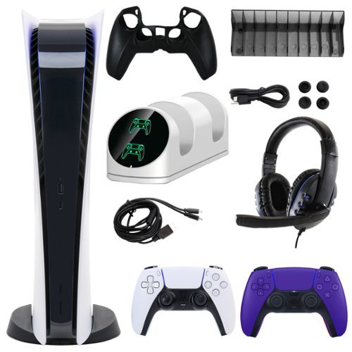 PS5 Digital Console with Extra Purple Dualsense Controller and Accessories Kit - PlayStation 5-Front_Standard 