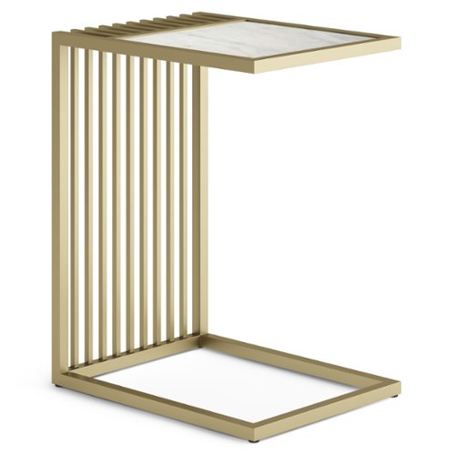 Simpli Home - Dorval Marble C Table - Gold-Front_Standard 