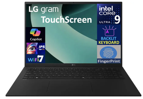 LG - gram Laptop (Ultra 9-288V, 32GB, 1TB PCIe SSD, 17.0 Touch WQXGA (2560x1600), Intel Arc 140V, Win 11 Home) - Obsidian Black-Front_Standard 