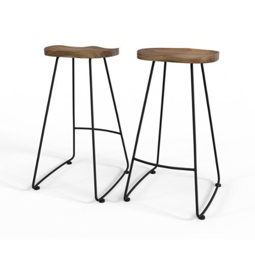 Simpli Home - Amberly Saddle Bar Stool (Set of 2) - Natural/Black-Front_Standard 