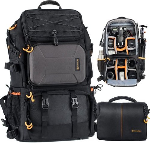TARION - 27L Large Camera Backpack - 2 in 1 Professional Camera Bags with 15.6" Laptop Compartment & Raincover (PB01)-Front_Standard 
