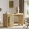 Bestier - 47.2 Inch Office Desk with 3 Versatile Drawers and Sliding Rails, Modern Curved Rounded Corner for Home Office Desk - Natual Oak-Front_Standard