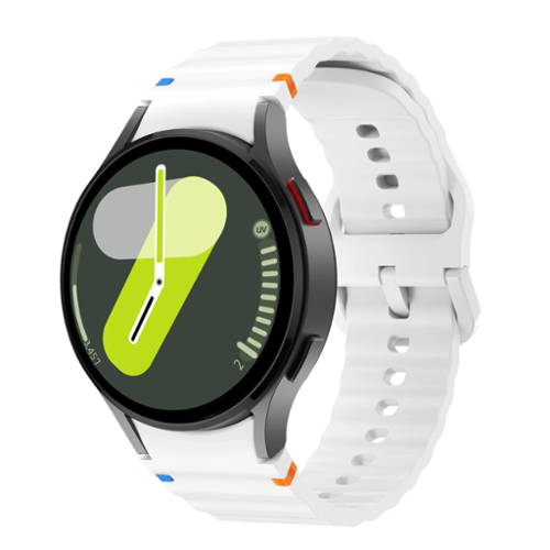 Stock Preferred - Sport Silicone Watch Band for Samsung Galaxy Watch 7/6/5/4 FE for 40mm & 44mm - White-Front_Standard 