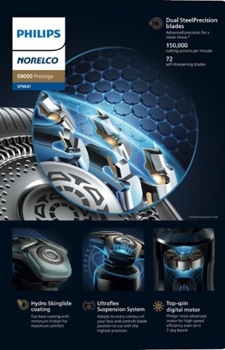 Philips Norelco S9000 Prestige Rechargeable Wet & Dry Shaver with Precision Trimmer and Premium Case, SP9841/84 - Light Brushed Chrome BUY IN SAUDI ARABIA