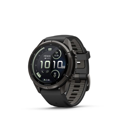 Garmin - fēnix 9 Pro - inReach AMOLED GPS Smartwatch 43 mm Titanium - Black/Pebble Gray Silicone Band - (2026)