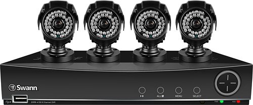  Swann - 8-Channel, 4-Camera Indoor/Outdoor DVR Security System - Black