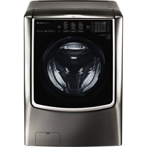 LG - SIGNATURE 5.8 Cu. Ft. High-Efficiency Smart Front Load Washer with Steam and TurboWash Technology - Black Stainless Steel