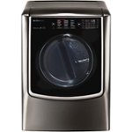 LG - SIGNATURE 9.0 Cu. Ft. Smart Gas Dryer with Steam and Sensor Dry - Black stainless steel - Front_Standard