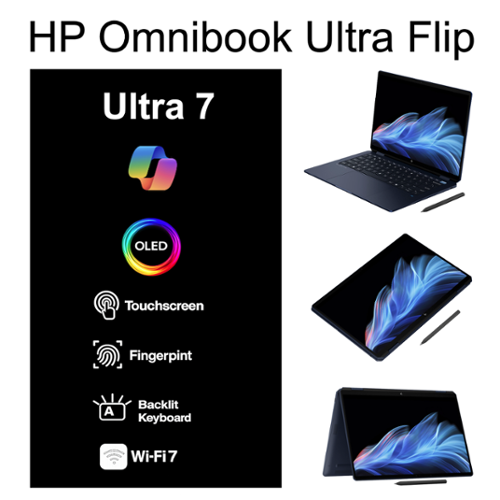 HP Omnibook Ultra Flip 2 in 1 Laptop 14.0 2.8K Display (Ultra 7