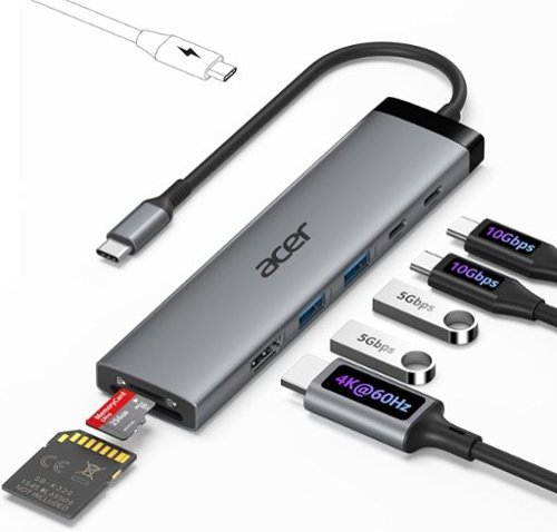 Acer - 8 in 1 USB C Hub 10Gbps, USBC to HDMI Adapter 4K@60Hz, 2×USB-C 3.2, 2×USB A 3.0 Data Transfer,-Front_Standard 