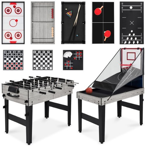 Best Choice Products - 13-in-1 Combo Game Table Set w/ Ping Pong, Foosball, Basketball, Hockey, Archery - Gray-Front_Standard 