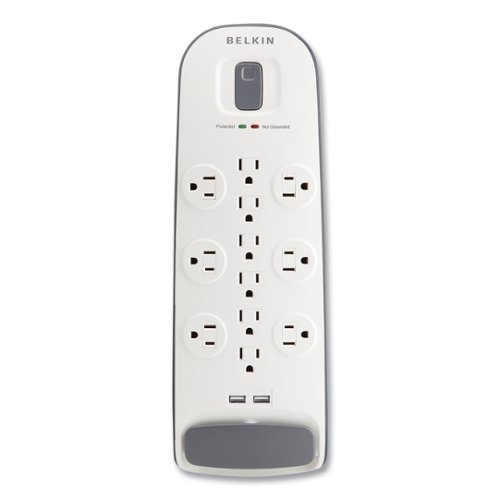 Belkin - BV112050-06 3996 J 12 AC Outlets 6 ft. Cord Home/Office Surge Protector - White/Black-Front_Standard 