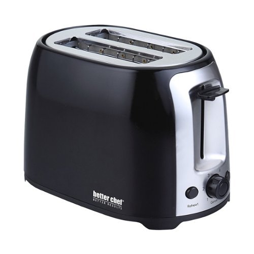 Better Chef - 2-Slice Extra-Wide-Slot Toaster - Black with stainless steel accents-Angle_Standard 