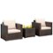 Costway - 3PCS Patio Rattan Furniture Set Conversation Wicker Sofa Set w/Cushion Garden - Brown-Front_Standard