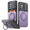 Dteck - Rugged Case for Samsung Galaxy S26 Shockproof Drop Protection Hidden Card Slot Ring Kickstand Sliding Camera Cover - Purple-Front_Standard
