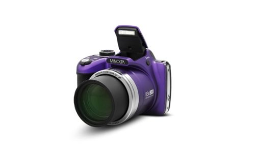 Minolta - Pro Shot 16 Mega Pixel HD Digital Camera with 53x Optical Zoom, Full 1080p HD Video & 16GB SD Card, MN53Z, Purpl - Purple-Front_Standard 