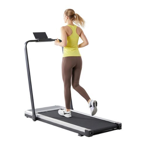 AOITUN - Quiet Under-Desk Walking Pad, Compact Slim Treadmill for Home Office & Small Spaces - Silvery with handle-Front_Standard 