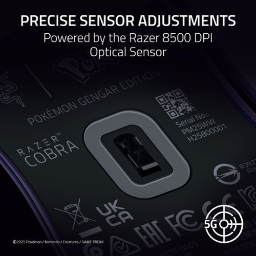 Razer Cobra Lightweight Optical Gaming Mouse with Chroma RGB Lighting - Wired - Pokémon Gengar Edition WORLDWIDE DELIVERY