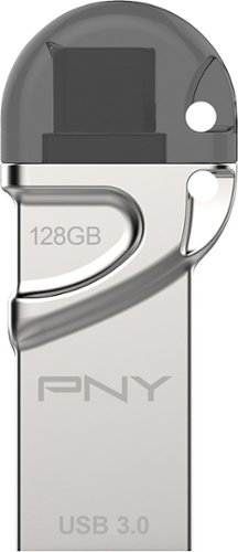  PNY - Duo-Link On-the-Go 128GB USB 3.0, Micro USB Flash Drive - Silver