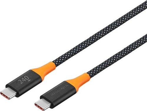 Insignia™ - 8 ft. 240W USB-C to USB-C Charge-and-Sync Braided Cable - Black