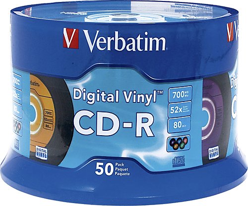  Verbatim - Digital Vinyl CD Recordable Media - CD-R - 52x - 700 MB - 50 Pack Spindle - Silver
