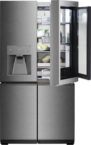 LG - SIGNATURE 22.8 Cu. Ft. French InstaView Door-in-Door Counter-Depth Refrigerator with Wifi - Textured Steel-Front_Standard 