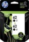 HP - 62 2-pack Standard Capacity Ink Cartridges - Black-Front_Standard