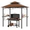 Costway - 8' x 5' Grill Gazebo with 2 Shelves 7 Hooks Metal Frame Soft Top - Brown-Front_Standard