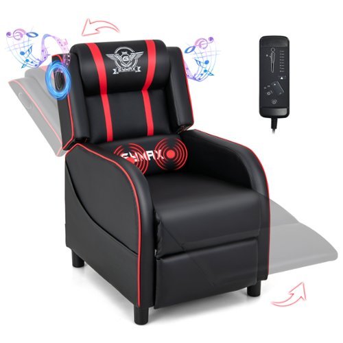 Costway - Theater Style Massage Gaming Chair - Red and Black