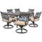 Hanover - Montclair 7-Piece Dining Set with 6 Swivel Rockers and a 40" x 67" Dining Table - Tan/Brown-Front_Standard