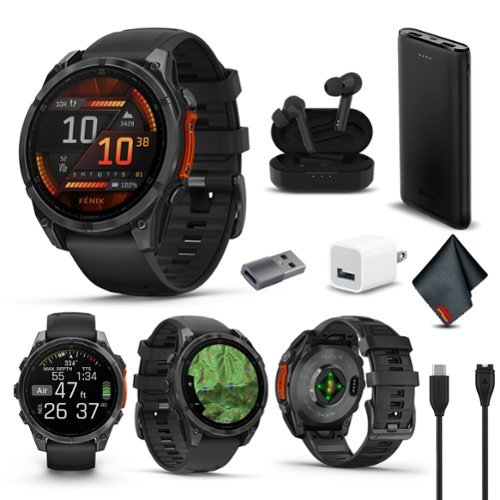 Garmin - Fenix 8 47MM AMOLED Multisport GPS Smartwatch Slate Gray with Black Silicone Band Smart Watch Bundle - Black - (2024)-Front_Standard 