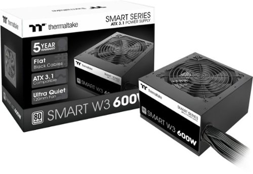 Thermaltake Smart W3 600W 80Plus Certified ATX v3.1 Spec Power Supply - Black GLOBAL SHIPPING